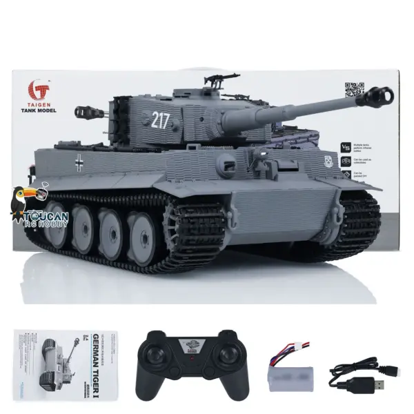 Taigen 1/24 RC Battle Tank Tiger I Remote Control Military Tanks Model Infrared Combat LED Flash battery