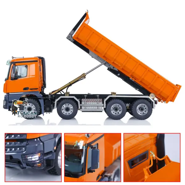 LESU 1/14 8*8 for K3363 Hydraulic RC Dumper Truck Tipper Model 1/2 Transfer Case LED Light 3T Sound ESC Servo Motor