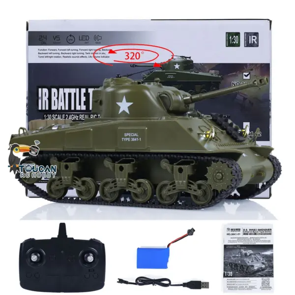 HengLong 1/30 Pershing M26 3841-02 2.4G RC Battle Tank Radio Control Panzer Military Model Painted Assembled Infrared Combating