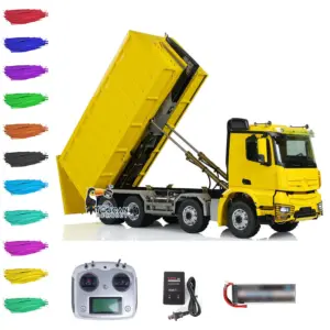 Customized LESU 8x8 1/14 Hydraulic RC Dump Truck Remote Controlled Roll On/Off Metal Waste Bin Tipper Simulation Cars Hobby Models
