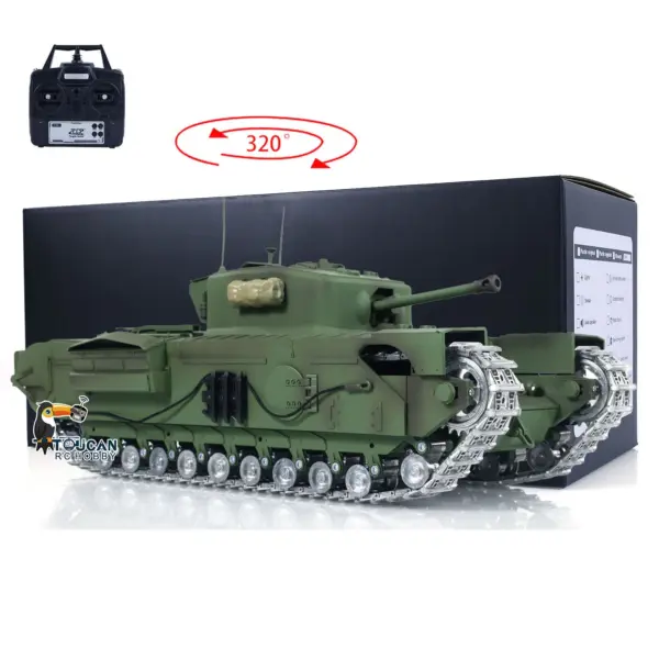 Tongde 1/16 Military RC Tank Churchill Mk.VII Metal Tracks Wheels Gearbox Infrared Battle Model Radio Control Armored Vehicles Battery