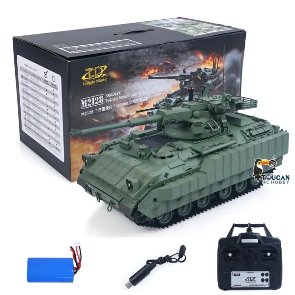 Tongde 1/16 Remote Control Tank Model M2128 Bradley Infrared System 320 Degree Rotation Turret Light Sounds Battery Ready to Run