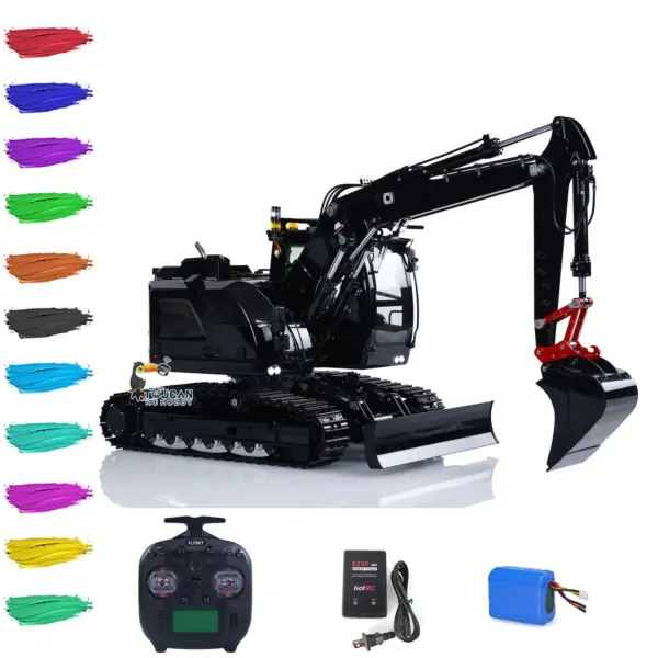 Customized CUTModel 1/14 RC Hydraulic Excavator LR 914 Metal Remote Control Digger Model 5ways Valve RTR Construction Car ST8 Radio Battery