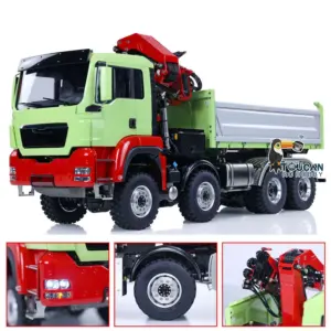 LESU 1/14 8X8 RC Hydraulic 3-Ways Dumper Truck for Remote Control Crane 2Speed Gearbox Tipper W/ Sound Light ESC Servo