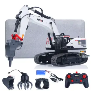 1/14 HUINA RC Metal Remote Controlled Excavator 1594 594 2.4G Radio Light Battery USB 22CH Sound Gift Boys Girls