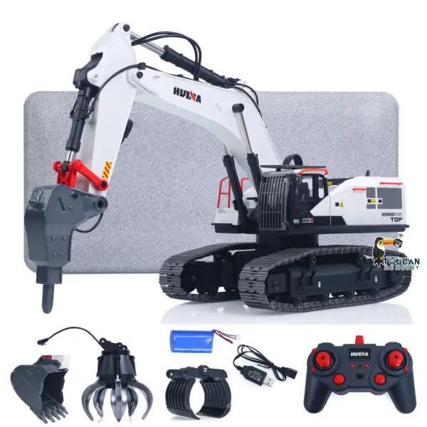 1/14 HUINA RC Metal Remote Controlled Excavator 1594 594 2.4G Radio Light Battery USB 22CH Sound Gift Boys Girls