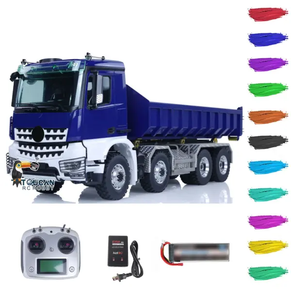 LESU 1/14 Metal RC Dump Truck 8x8 Remote Control Hydraulic Equipment Roll On/Off RTR Full-dump Cars Model K3363 Servo ESC