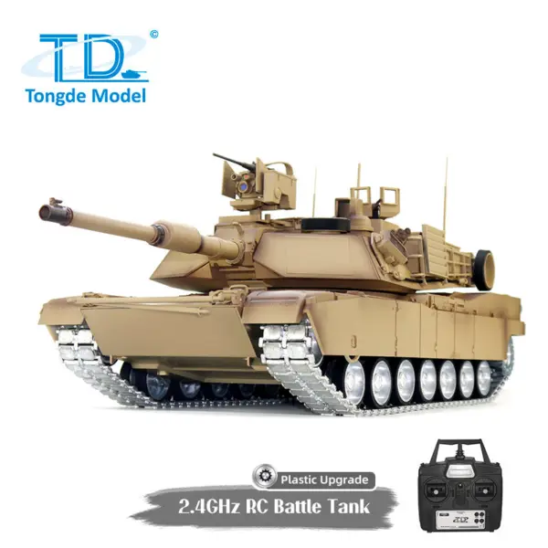 1/16 Tongde RC Infrared Battle Tank Radio Control Panzer M1A2 SEP V2 Abrams Electric Military Tanks 320 Rotation Simulation Model Barrel Recoil BB Unit