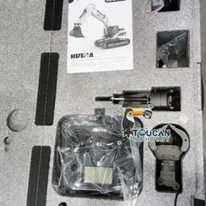 HUINA New Upgrade 580 1/14 Metal Excavator Model Engineering Vehicle Electric Ball Grabber 360 Rotating Shear Claw Sound Lights