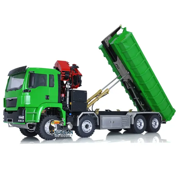 LESU 1/14 8*8 Hydraulic Metal Roll on/off Radio Control Truck Dumper RC Tipper Car Metal Crane Chassis Light Sound PL18EV Battery