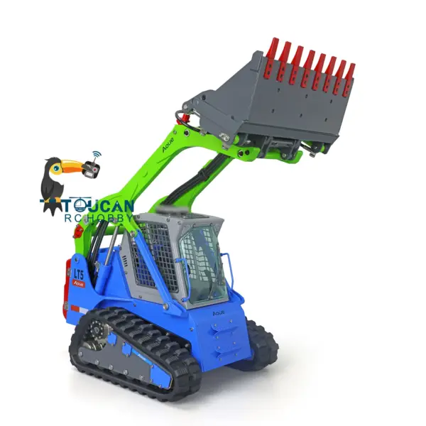 LESU 1/14 RC Metal Hydraulic Aoue-LT5 Tracked Skid-Steer Loader DIY Model Trailer Plate Rear Light Tracks Brush Cleaner Shovel