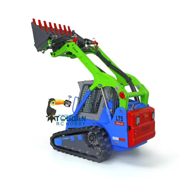 LESU 1/14 RC Metal Hydraulic Aoue-LT5 Tracked Skid-Steer Loader DIY Model Trailer Plate Rear Light Tracks Brush Cleaner Shovel