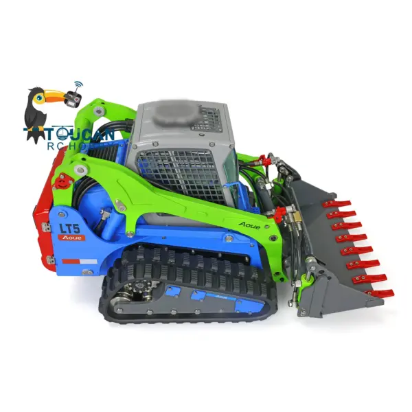 LESU 1/14 RC Metal Hydraulic Aoue-LT5 Tracked Skid-Steer Loader DIY Model Trailer Plate Rear Light Tracks Brush Cleaner Shovel