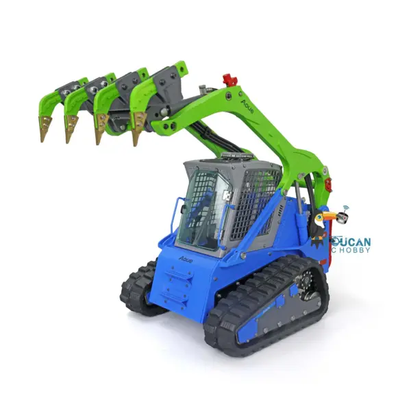 Customized LESU 1/14 Aoue LT5 Hydraulic Tracked Skid-Steer RC Loader Gripper Scarifier Assembled Painted Rotate Lamp Charger Batterey I6s