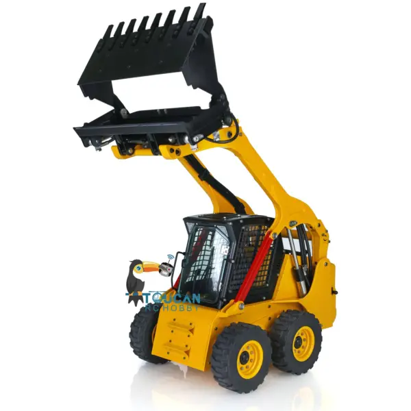 Customized 1/14 LESU Metal Aoue-LT5H Wheeled Skid-Steer Loader RC Hydraulic DIY Model Sound Light Tyres Hubs fork Bucket Gripper Blade Shovel