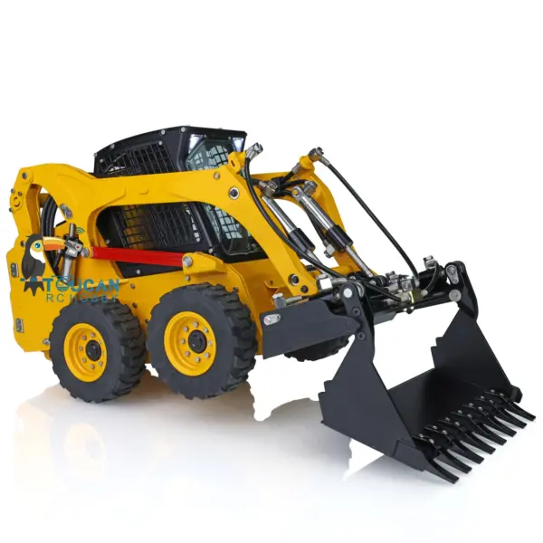 Customized 1/14 LESU Metal Aoue-LT5H Wheeled Skid-Steer Loader RC Hydraulic DIY Model Sound Light Tyres Hubs fork Bucket Gripper Blade Shovel