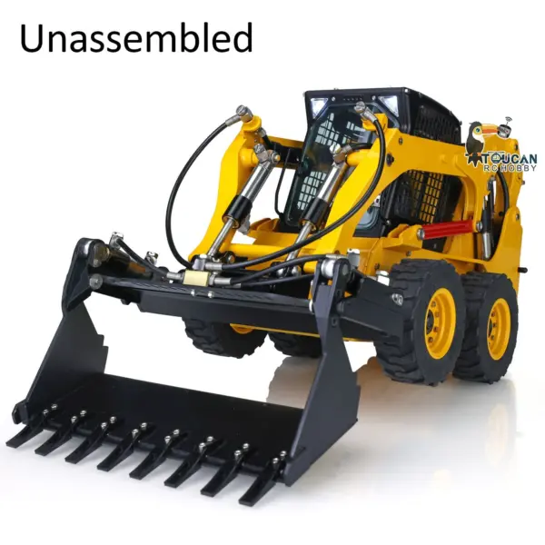 Customized 1/14 LESU Metal Aoue-LT5H Wheeled Skid-Steer Loader RC Hydraulic DIY Model Sound Light Tyres Hubs fork Bucket Gripper Blade Shovel