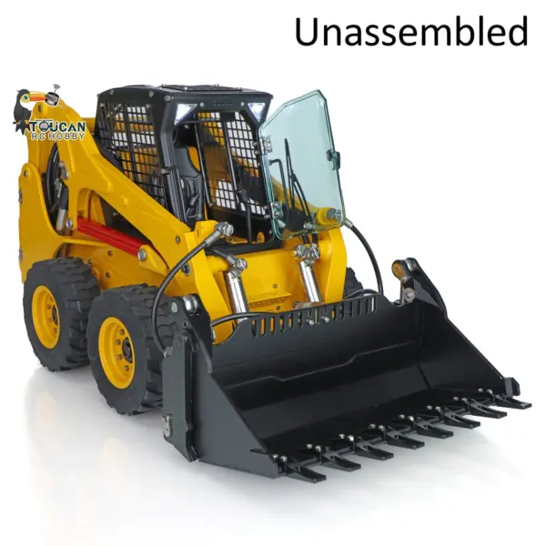 Customized 1/14 LESU Metal Aoue-LT5H Wheeled Skid-Steer Loader RC Hydraulic DIY Model Sound Light Tyres Hubs fork Bucket Gripper Blade Shovel