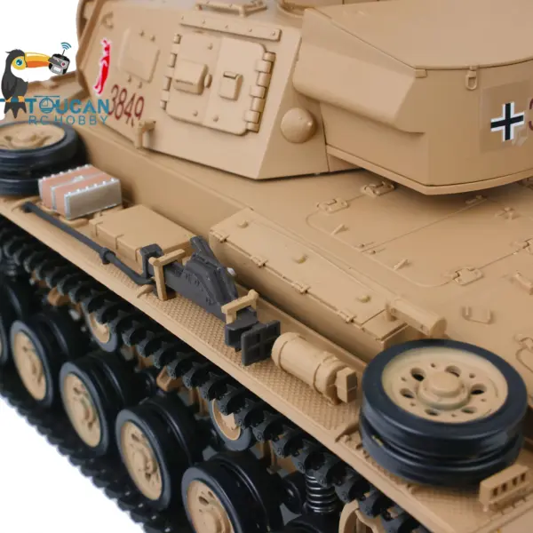 Henglong 1/16 7.0 Plastic Panzer III H FPV RC Tank 3849 Gearbox 360 Degrees Turret