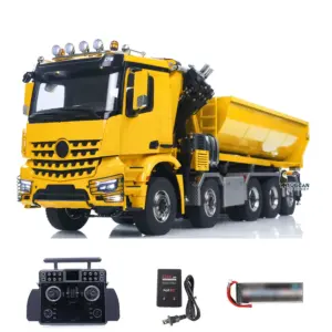1/14 10x10 Radio Controlled Hydraulic Crane Dump Metal Lorry Car Rear Axle Steering 2mm Piping System Replaceable Bucket