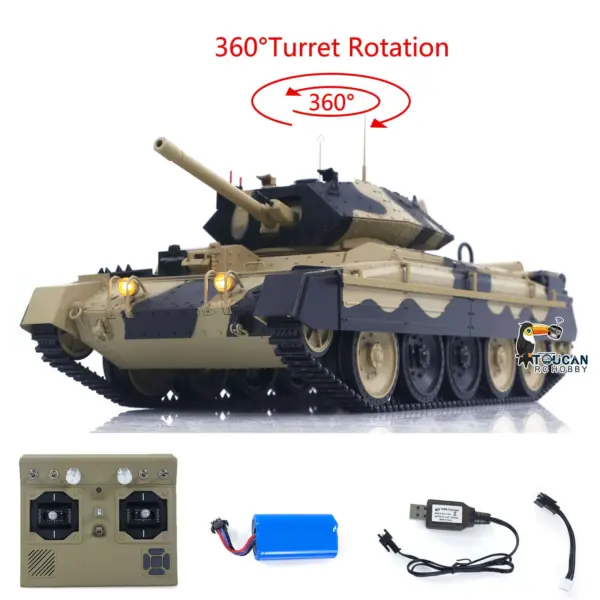 1/16 2.4G RC Military Tank CoolBank Crusader MK III Wireless Control Battle Tank Model 360??Turret Rotary Smoke Sound Lights RTR