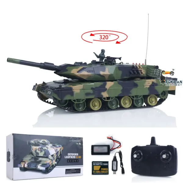 HengLong 3809 2.4GHz 1/24 RC Tank Leopard 2 A5 Remote Control Battle Tank Model BB Infrared Battle Spray Water Battery Radio