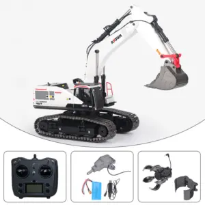 1/14 HUINA RC Metal Remote Controlled Excavator 1594 594 2.4G Radio Light Battery USB 22CH Sound Gift Boys Girls