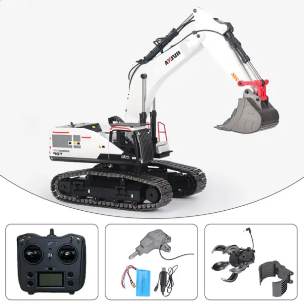 1/14 HUINA RC Metal Remote Controlled Excavator 1594 594 2.4G Radio Light Battery USB 22CH Sound Gift Boys Girls