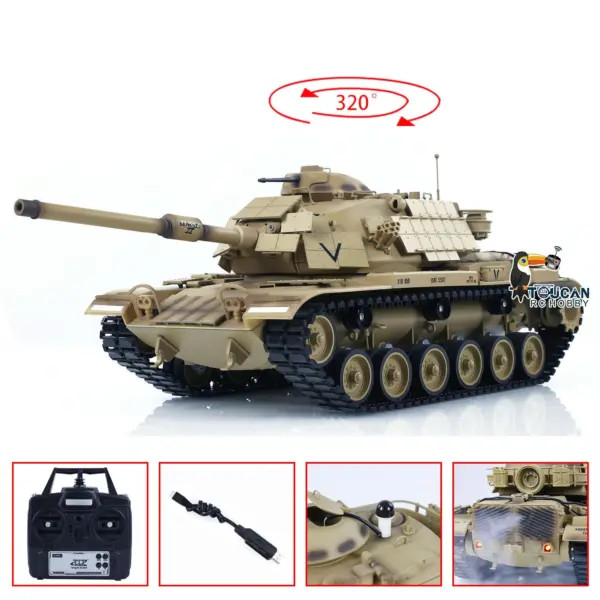 Tongde Model 1/16 RC Battle Tank M60A1 ERA USA Remote Control Panzer Armored Hobby Model Sound BB Unit Assembled