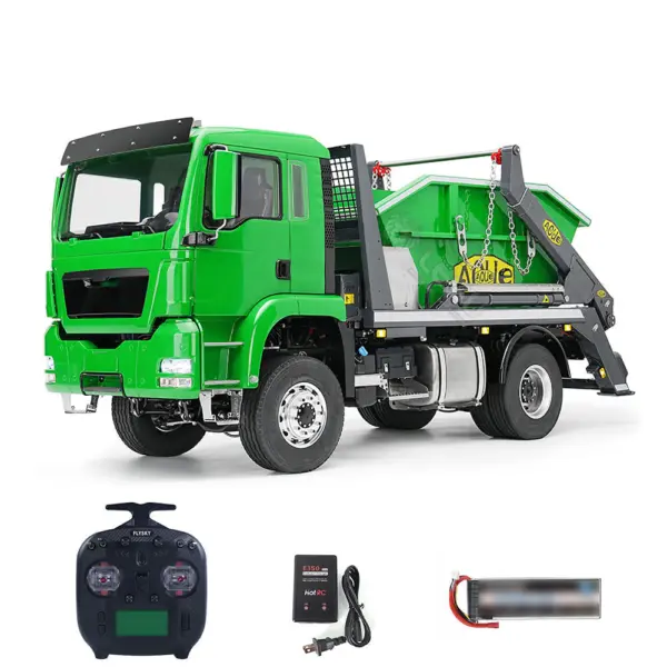 LESU Metal 1/14 RC Hydraulic Swing Arm Garbage Truck 4X4 Skip Loader RTR TGS Car Assembled Electric Wireless Control Model 3-Speed