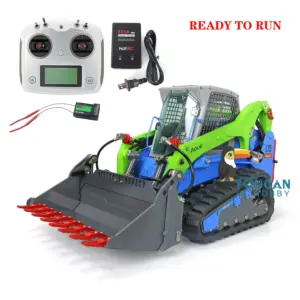 LESU 1/14 RC Metal Hydraulic Aoue-LT5 Tracked Skid-Steer Loader DIY Model Trailer Plate Rear Light Tracks Brush Cleaner Shovel