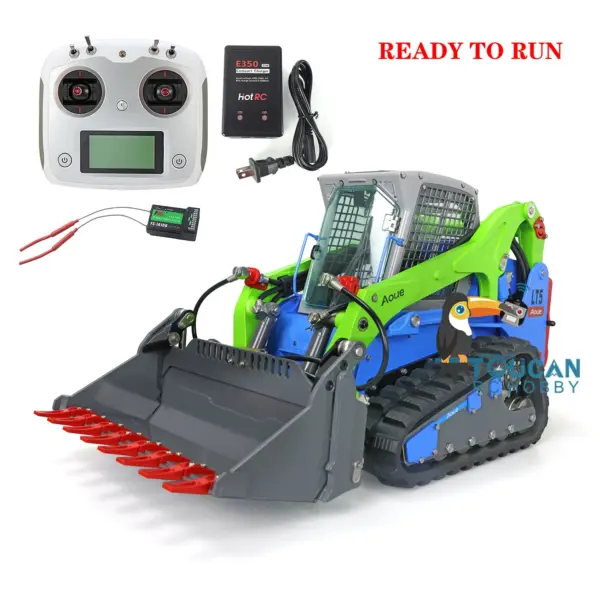 LESU 1/14 RC Metal Hydraulic Aoue-LT5 Tracked Skid-Steer Loader DIY Model Trailer Plate Rear Light Tracks Brush Cleaner Shovel