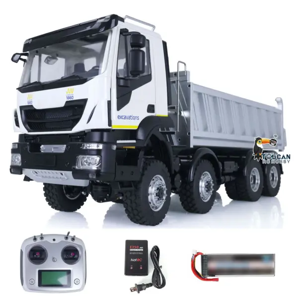 LESU 1/14 Painted RTR RC Hydraulic Dump Truck 8X8 for Metal Chassis Lock Differential Steering Servo Charger ESC