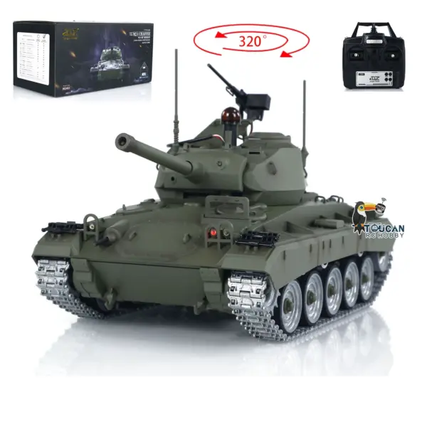 Tongde M24 Chaffee 1/16 RC Light Tank Infrared Combating System Military Model Barrel Recoil Metal Upgraded Wheels Gearbox 320