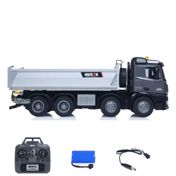 HUINA 1/14 Remote Control Dump Truck 12CH RC Tipper Finished Model Toy Gift RTR Light Sound Effects Radio USB Charging Cable