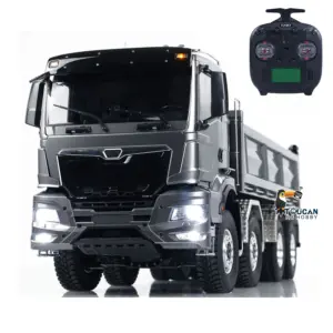 1:14 Scale Hydraulic 8x8 RC Tipper Truck Radio Control Dump Truck Metal Cabin Shell Differential Lock 2speed Sound Light Assembled Painted