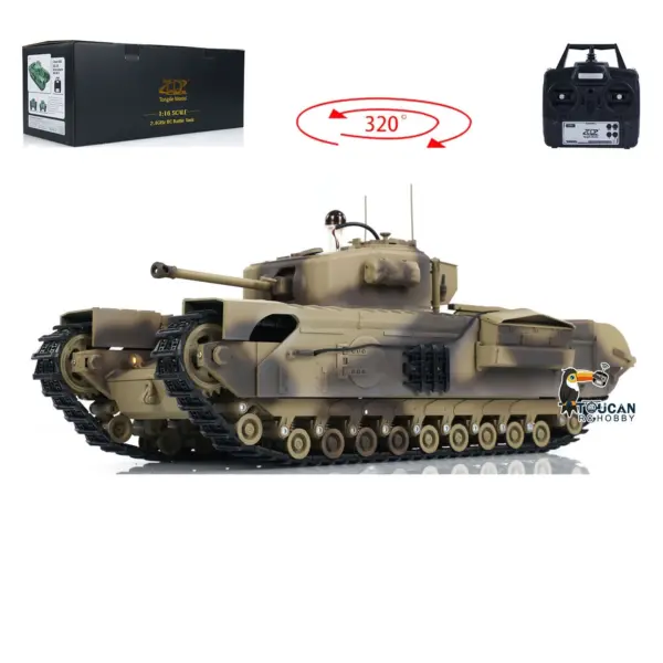 1/16 Military RC Battle Tank Churchill Mk.VII Metal Tracks Tongde Electric Tanks Painted Assembled Barrel Recoil Smoke Unit