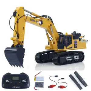 1/50 Mini Plastic RC Excavator Toy PC520 RTR Electric Lifting Wheel Digger N20S Motor Metal Track Bucket Lights Sound Radio Control Battery