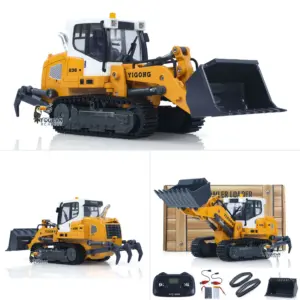 LR636 1/50 RC Tracked Loader Electric Lifting Radio Control Model Vehicle Metal Openable Bucket Tracks Ripper Soil Loosening Hook