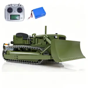 Metal 1/14 RC Bulldozer D7 Remote Control Dozer Model Hydraulic Construction Vehicles Truck Flysky Radio CNC Light Sound Battery