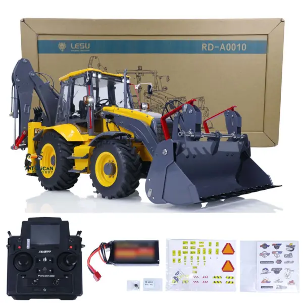 LESU BL71 Metal Hydraulic RC Backhoe Loader AOUE Excavator Light Sound 1/14 Scale Ready To Run Vehicle