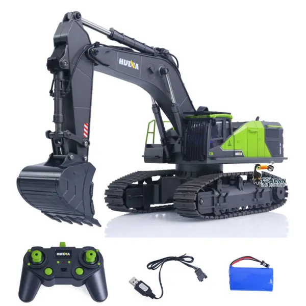 HUINA Plastic 1/14 Metal RC Excavator 1593 28CH 2.4Ghz Radio Controlled Electric Lifting Construction Vehicle Truck Toy Model Simulated Light Sound Battery Gift