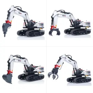 1/14 HUINA RC Metal Excavator Ready to Run Toys 1594 Radio Lights Sound Battery 28CH Sound W/ Bucket Drill Round Wood Garb Gifts