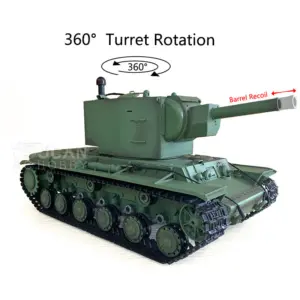 Henglong 7.0 Soviet KV-2 RTR 1/16 RC Heavy Tank Gigant 3949 Model 360Degrees Turret Barrel Recoil Plastic Chassis Hull Sound Smoke
