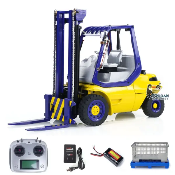 1/14 Metal Hydraulic RC Forklift Remote Controlled Wheeled Transfer Car Construction Vehicles Light Sound FlySky I6S Radio Controller PNP RTR