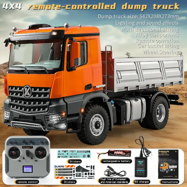 1/14 Kabolite 5701 RC Dump Truck 4x4 Remote Control Dumper Car Sound Light Simulation Vehicle Hobby Model