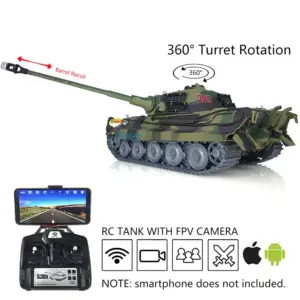 Henglong 1/16 7.0 Customized King Tiger RC Tank FPV Barrel Recoil 3888A Metal
