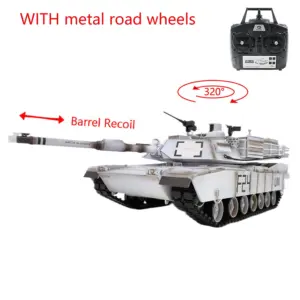 Henglong 1/16 7.0 RC Tank M1A2 Abrams 3918 Barrel Recoil BB IR 320 Degrees Turret Steel Gearbox Metal Wheels Battery Smoke Radio