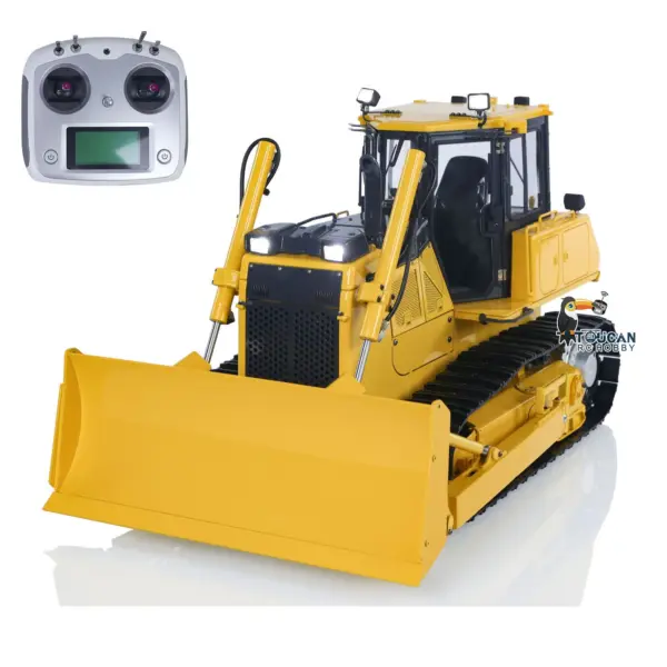 1/12 RC Metal Hydraulic Bulldozer D65EX Radio Controlled Heavy Machine Model Emulated Construction Car I6S Light Sound