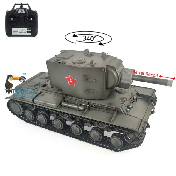 Henglong 1/16 7.0 Plastic Ver Painted Gigant RC Tank Soviet KV-2 RTR 3949 Barrel Recoil Suspension Arms BB Shooting